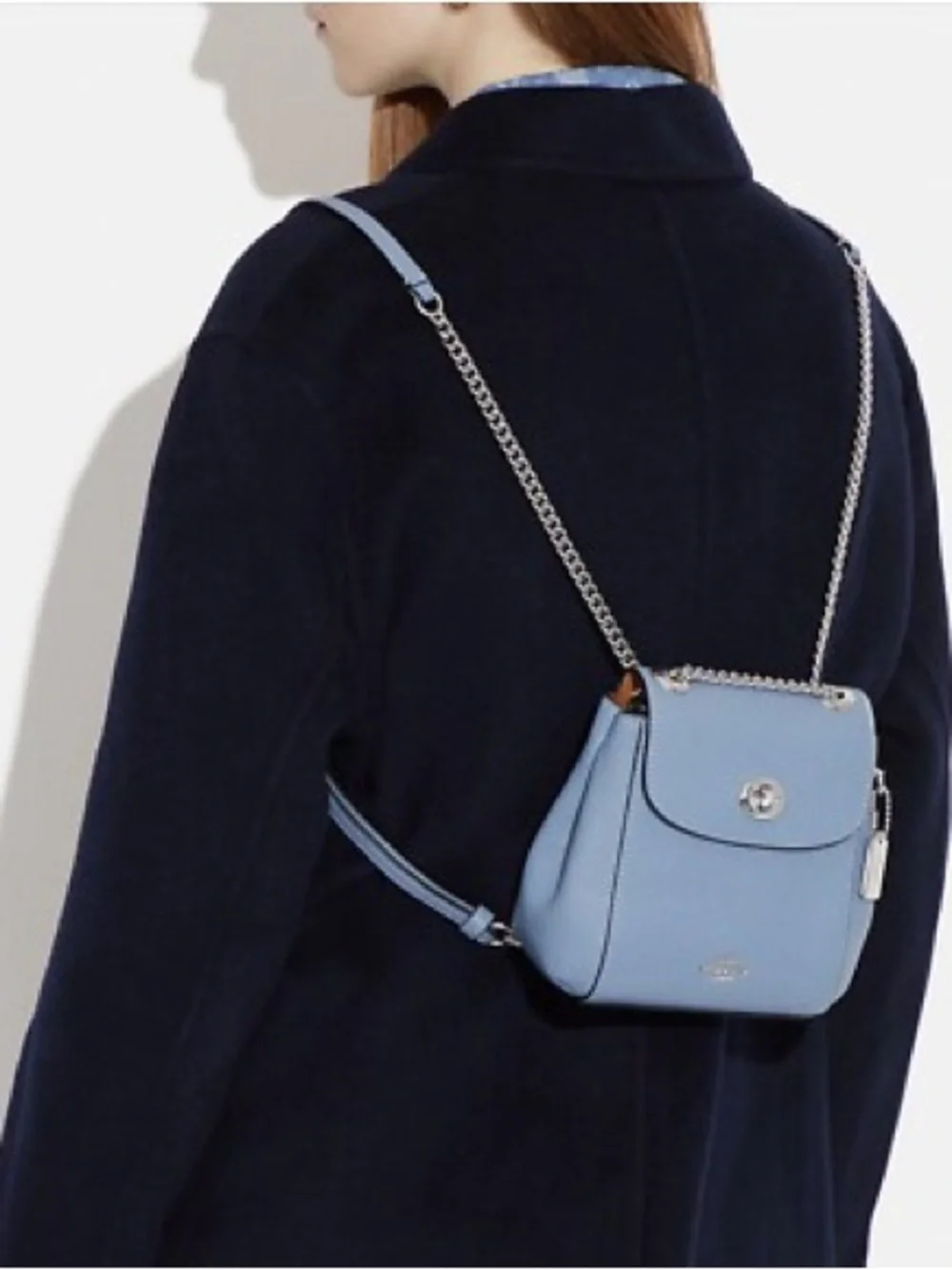 Coach Cornflower Blue Convertible Leather Micro Backpack Style#C5677 EUC - Picture 4 of 15